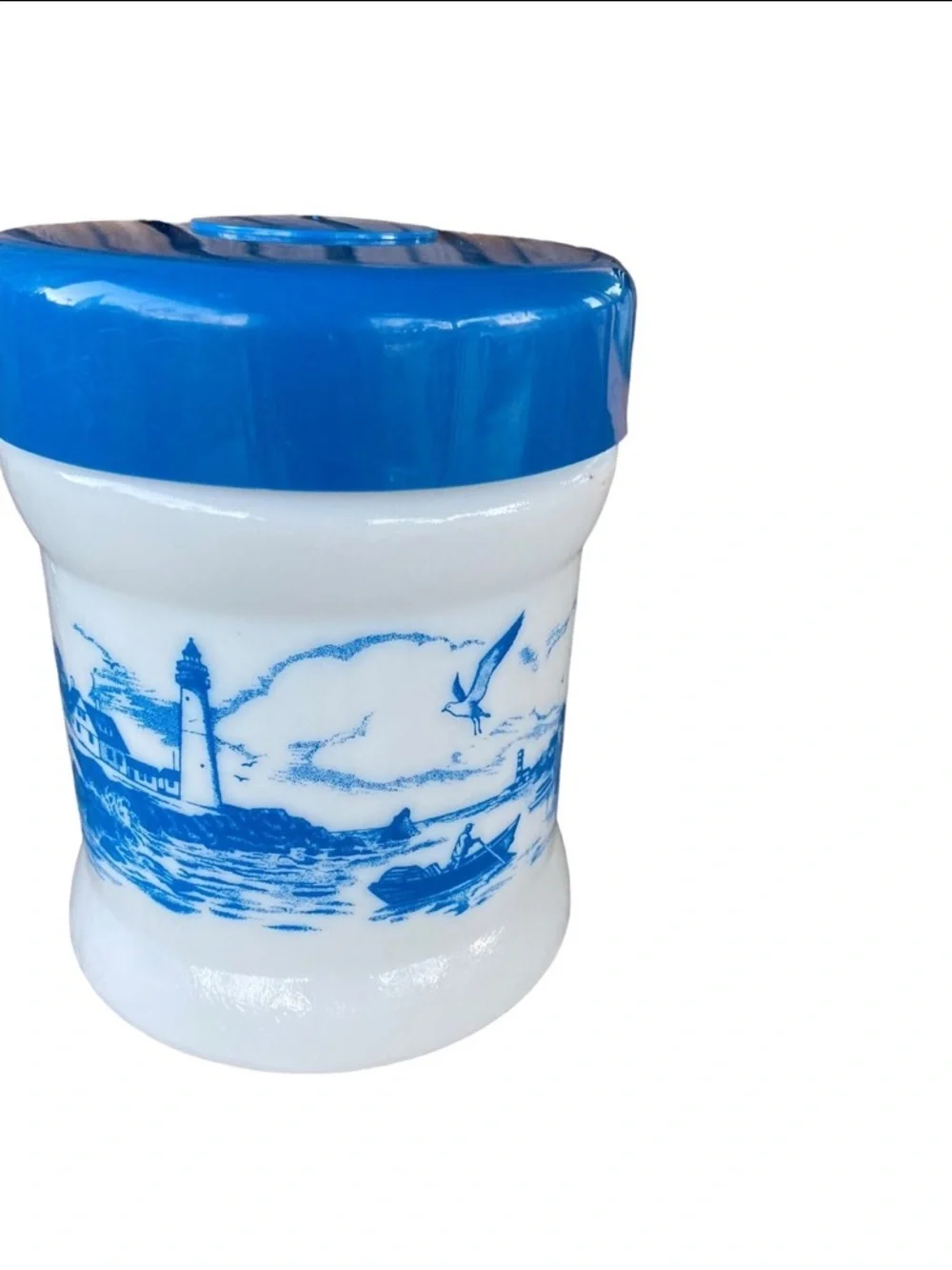 vintage Dutch milkGlass delft lighthouse  canister Cottagecore Coastal done